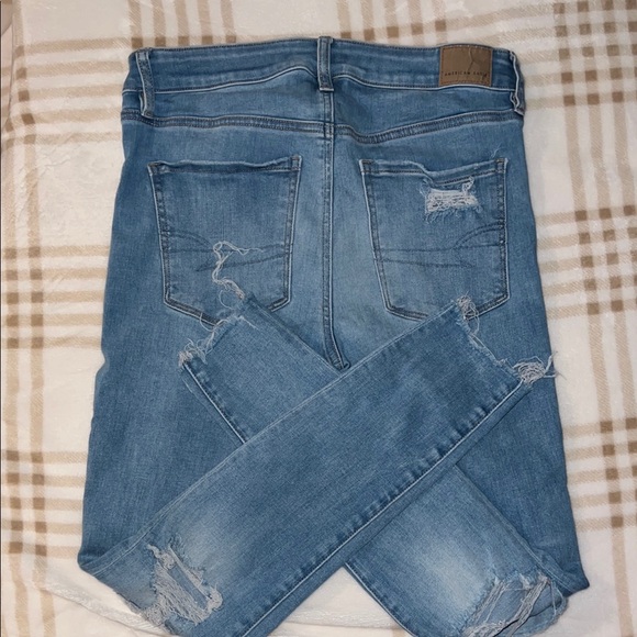 American Eagle Outfitters Blue Skinny Jeans Distressed - Picture 1 of 5